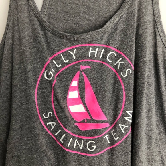 Gilly Hicks Women's Large Gray and Pink Sailing Team Racerback Tank Top - Picture 3 of 7